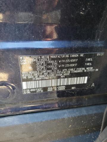 2T3R6RFV3MW016112 - 2021 TOYOTA RAV4 XLE BLUE photo 12