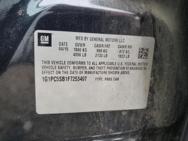 1G1PC5SB1F7253497 - 2015 CHEVROLET CRUZE LT BLACK photo 12