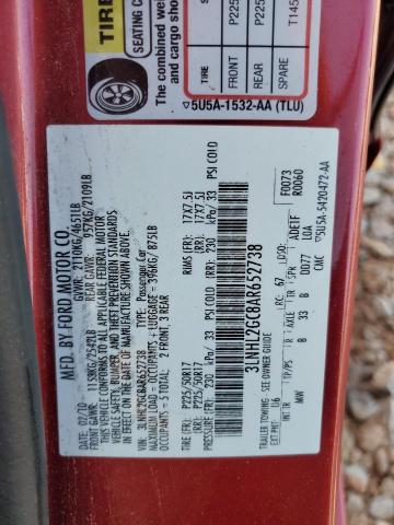 3LNHL2GC8AR652738 - 2010 LINCOLN MKZ RED photo 13