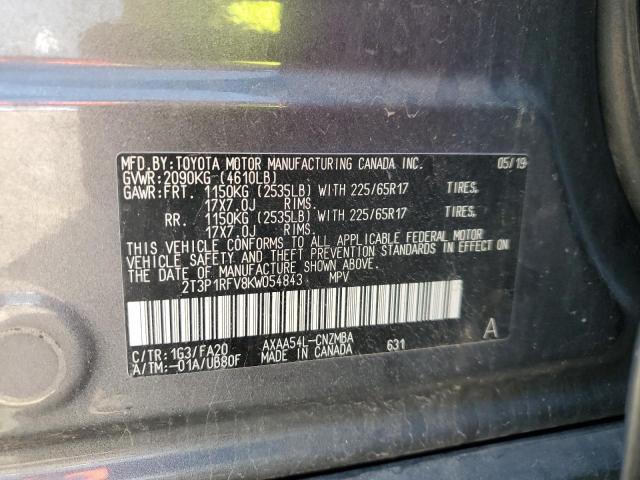 2T3P1RFV8KW054843 - 2019 TOYOTA RAV4 XLE GRAY photo 13