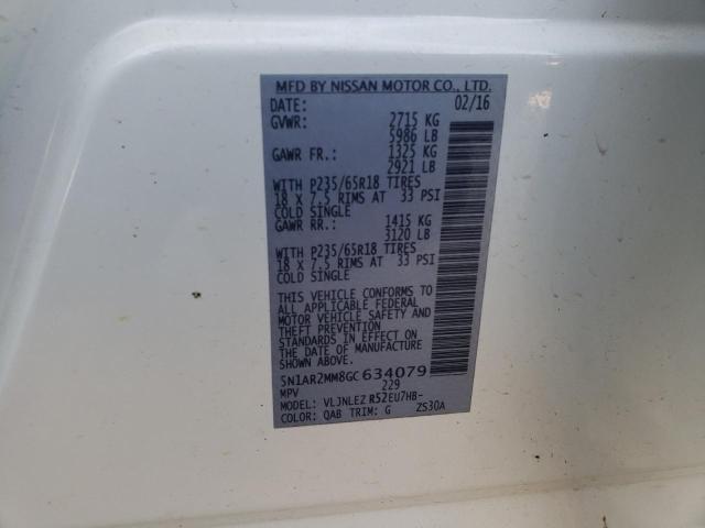 5N1AR2MM8GC634079 - 2016 NISSAN PATHFINDER S Weiß Foto 12