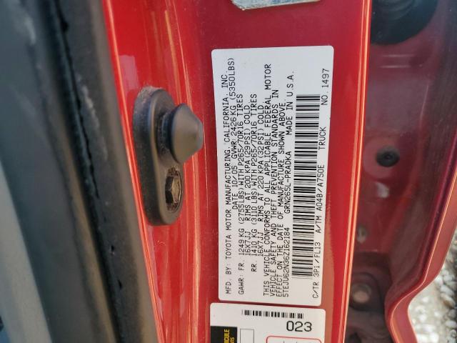 5TEJU62N36Z162184 - 2006 TOYOTA TACOMA DOUBLE CAB PRERUNNER RED photo 12
