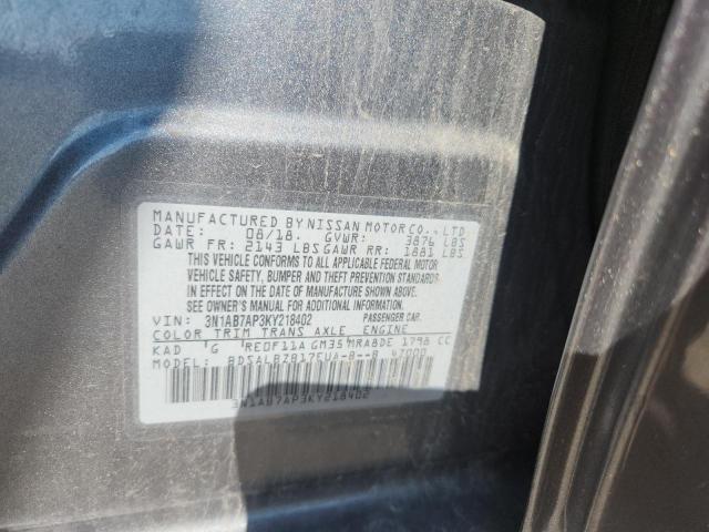 3N1AB7AP3KY218402 - 2019 NISSAN SENTRA S GRAY photo 12