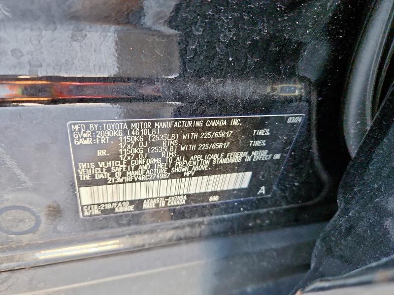 2T3W1RFV4RC274987 - 2024 TOYOTA RAV4 XLE BLACK photo 13