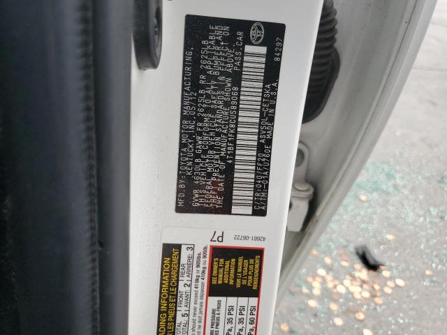 4T1BF1FK8CU589068 - 2012 TOYOTA CAMRY BASE Սպիտակ լուսանկար 13