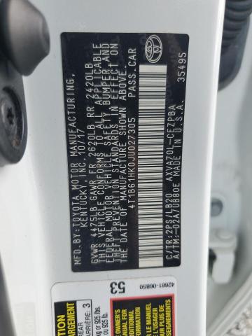 4T1B61HK0JU027305 - 2018 TOYOTA CAMRY XSE WHITE photo 12