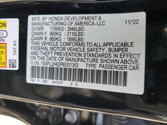19XFL2H82PE001353 - 2023 HONDA CIVIC SPORT BLACK photo 12