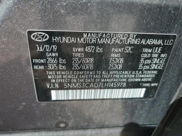 5NMS3CAD7LH145978 - 2020 HYUNDAI SANTA FE SEL GRAY photo 13