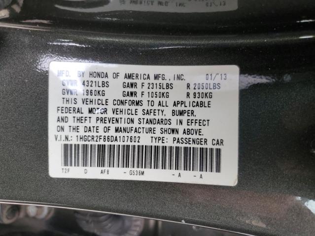 1HGCR2F86DA107602 - 2013 HONDA ACCORD EXL 灰色 照片 12