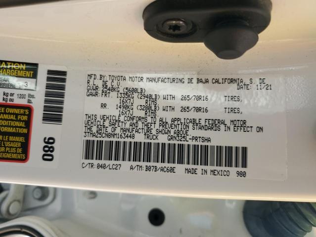 3TMAZ5CN8NM163448 - 2022 TOYOTA TACOMA DOUBLE CAB 白色 照片 12