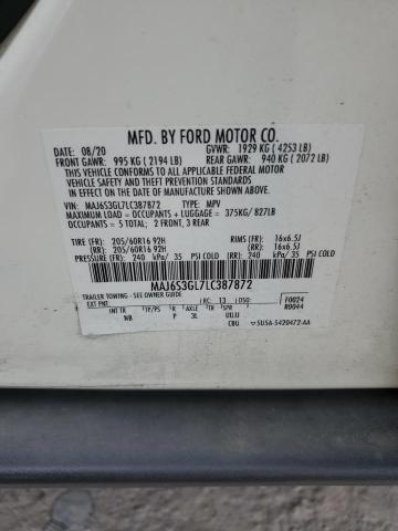 MAJ6S3GL7LC387872 - 2020 FORD ECOSPORT SE 白色 照片 13