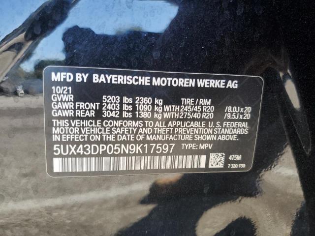 5UX43DP05N9K17597 - 2022 BMW X3 SDRIVE30I BLACK photo 13