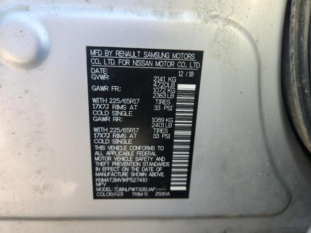 KNMAT2MV1KP527410 - 2019 NISSAN ROGUE S 银色 照片 13