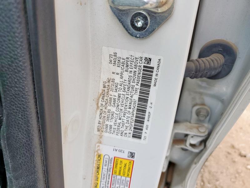 2HGFE2F54PH543997 - 2023 HONDA CIVIC SPORT WHITE photo 12