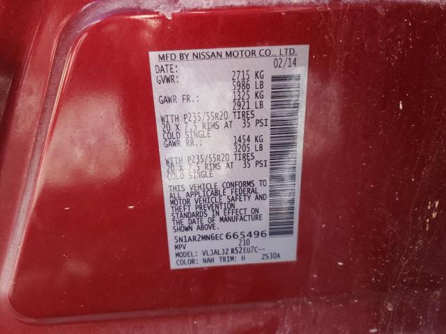 5N1AR2MN6EC665496 - 2014 NISSAN PATHFINDER S RED photo 13