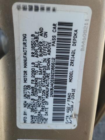 1NXBU40E69Z086612 - 2009 TOYOTA COROLLA BASE 金色 照片 13