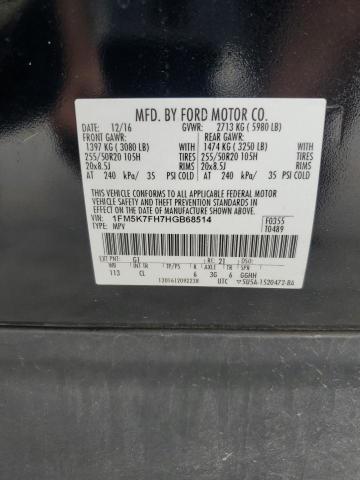 1FM5K7FH7HGB68514 - 2017 FORD EXPLORER LIMITED BLACK photo 13