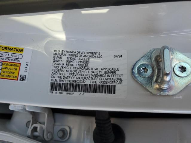 19XFL2H8XRE039352 - 2024 HONDA CIVIC SPORT WHITE photo 13