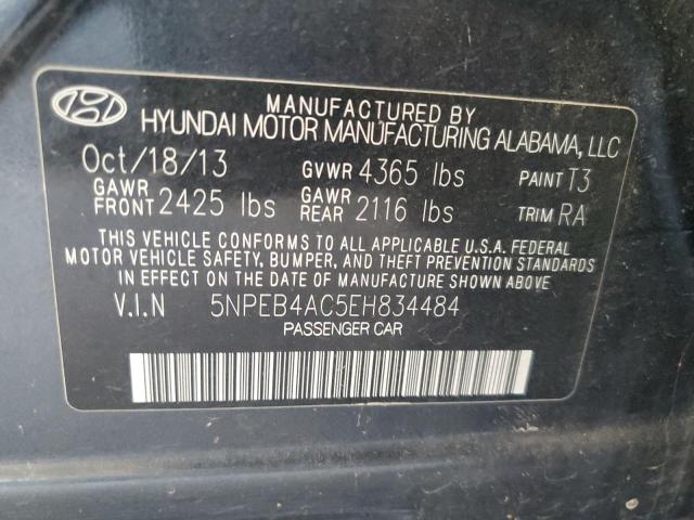 5NPEB4AC5EH834484 - 2014 HYUNDAI SONATA GLS BLUE photo 12