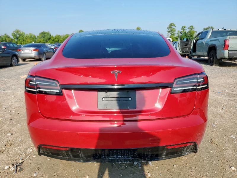 5YJSA1E50NF489265 - 2022 TESLA MODEL S Червоний фото 6