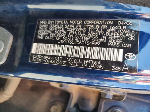 JTKKT604060164999 - 2006 TOYOTA SCION XA BLACK photo 12