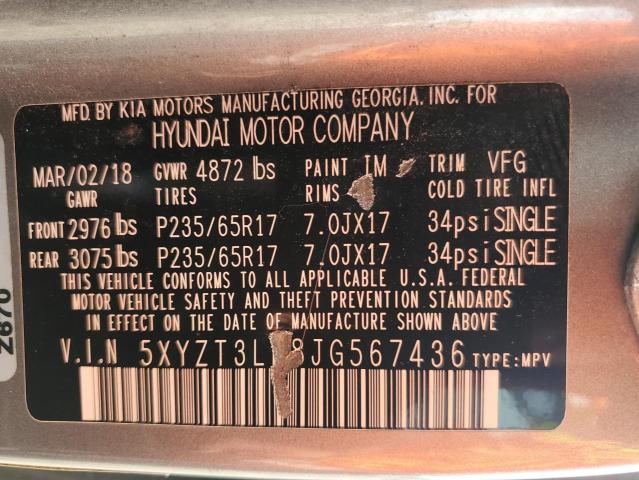 5XYZT3LB8JG567436 - 2018 HYUNDAI SANTA FE S 金色 照片 13