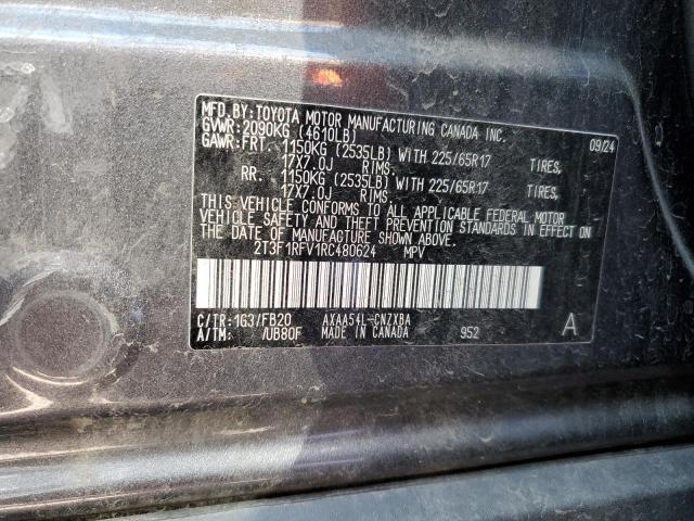 2T3F1RFV1RC480624 - 2024 TOYOTA RAV4 LE GRAY photo 12