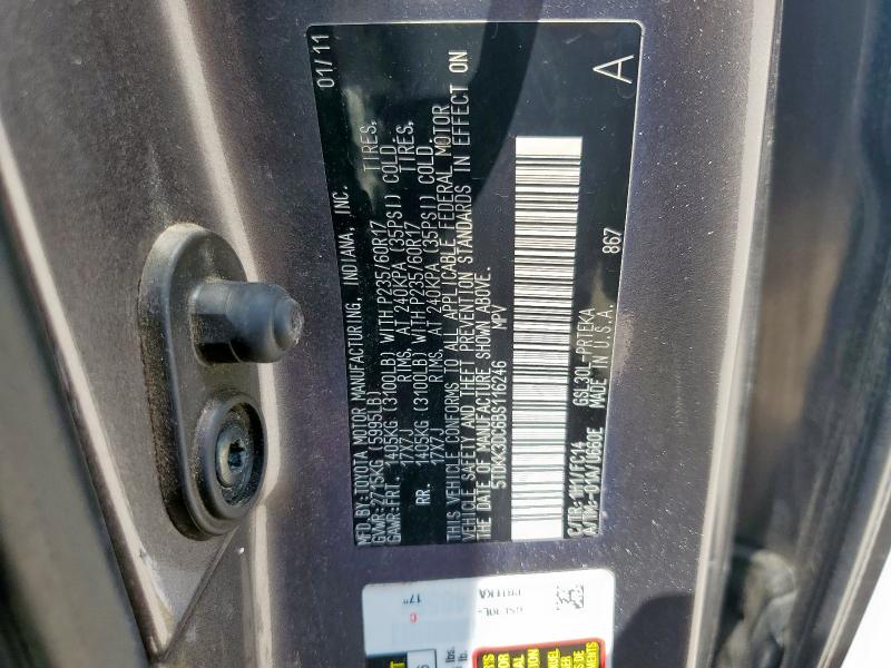 5TDKK3DC6BS116246 - 2011 TOYOTA SIENNA LE ნაცრისფერი ფოტო 14