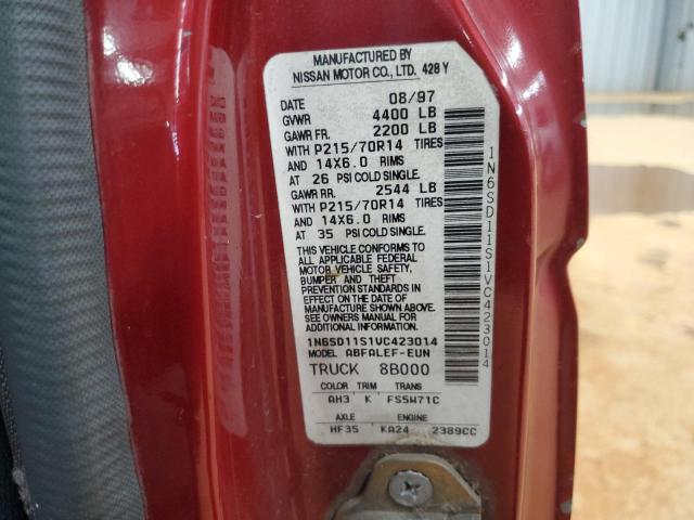 1N6SD11S1VC423014 - 1997 NISSAN TRUCK BASE RED photo 12