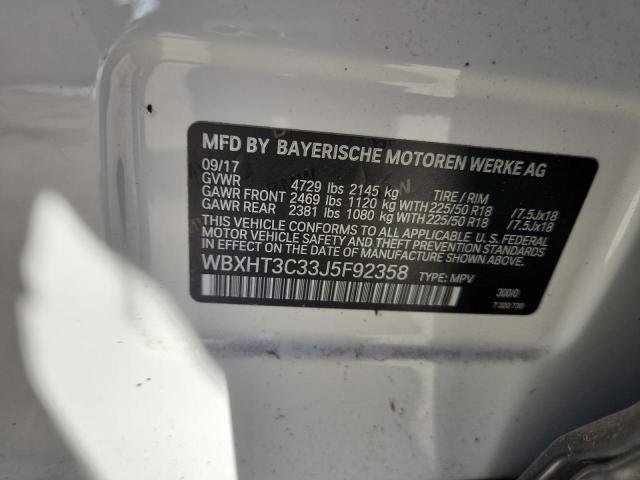 WBXHT3C33J5F92358 - 2018 BMW X1 XDRIVE28I WHITE photo 13