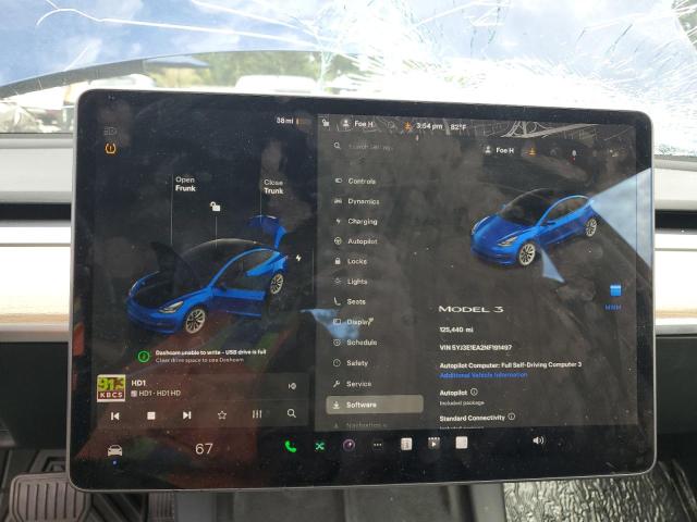 5YJ3E1EA2NF191497 - 2022 TESLA MODEL 3 Niebieski zdjęcie 9