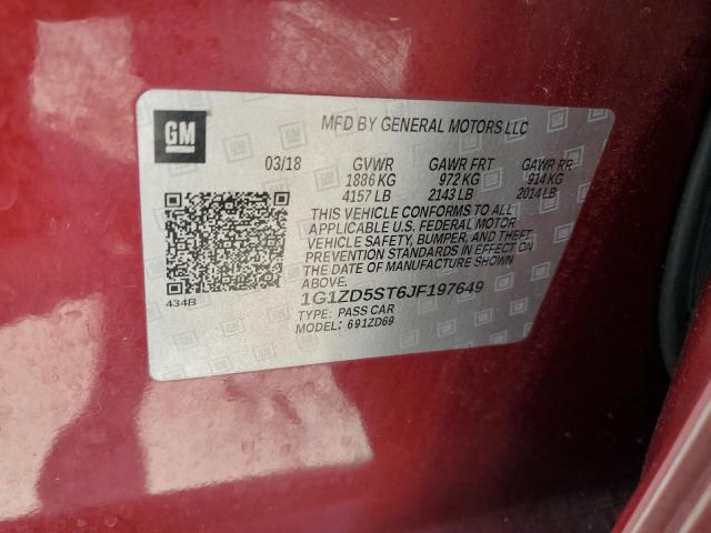 1G1ZD5ST6JF197649 - 2018 CHEVROLET MALIBU LT Красный фото 12