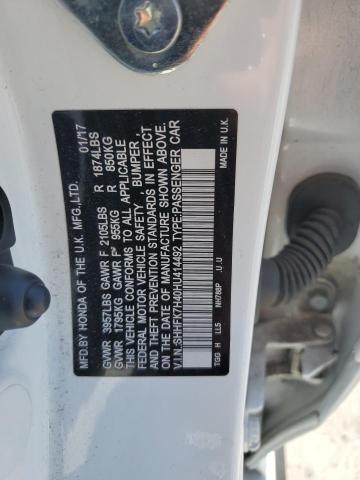 SHHFK7H40HU414492 - 2017 HONDA CIVIC SPORT თეთრი ფოტო 13