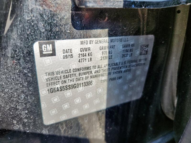 1G6AS5SS9G0113386 - 2016 CADILLAC CTS PERFORMANCE COLLECTION შავი ფოტო 12