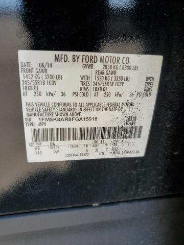 1FM5K8AR8FGA15918 - 2015 FORD EXPLORER POLICE INTERCEPTOR Negro foto 13