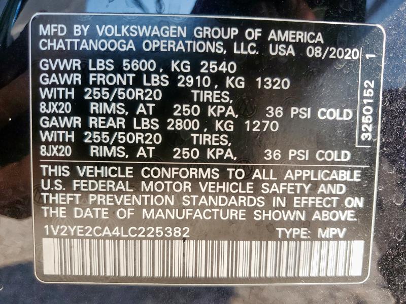 1V2YE2CA4LC225382 - 2020 VOLKSWAGEN ATLAS CROS SE BLACK photo 13