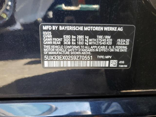 5UX33EX02S9Z70551 - 2025 BMW X6 XDRIVE40I BLUE photo 13