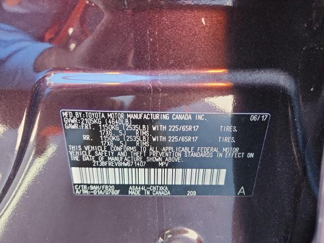 2T3BFREV8HW671407 - 2017 TOYOTA RAV4 LE მუქწითელი ფოტო 13