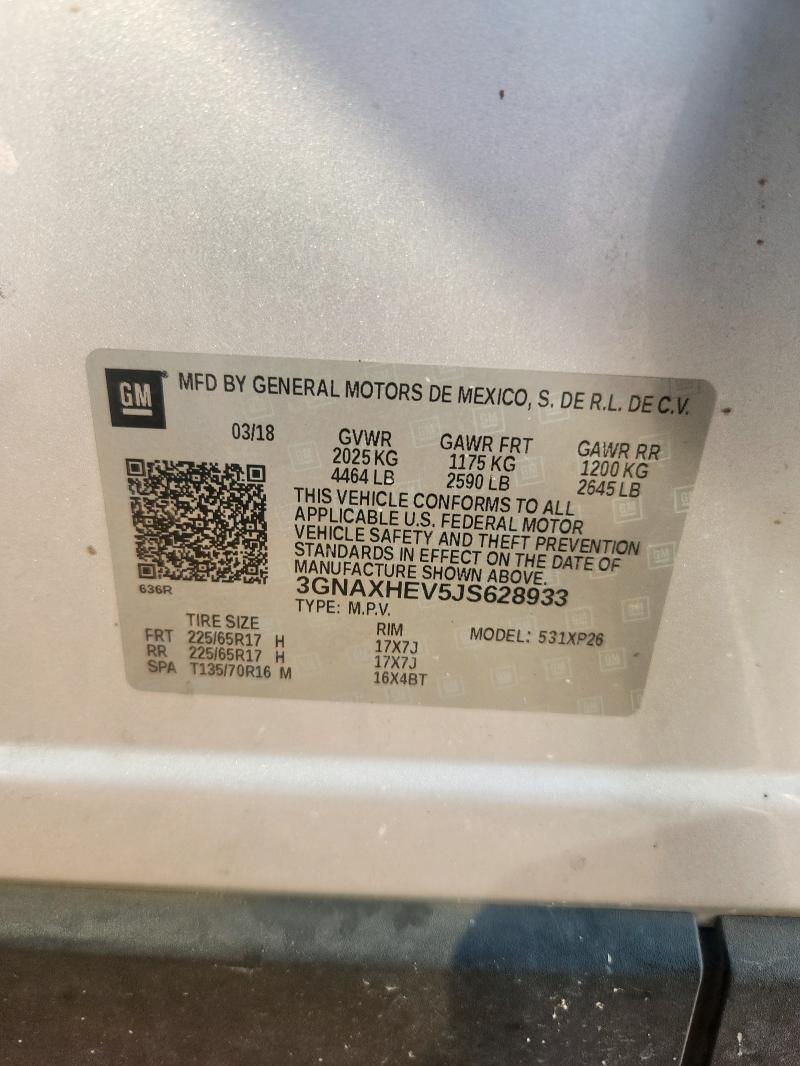 3GNAXHEV5JS628933 - 2018 CHEVROLET EQUINOX LS 银色 照片 13