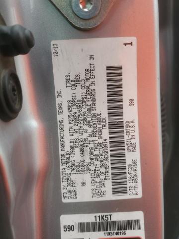 5TFRM5F10EX070914 - 2014 TOYOTA TUNDRA DOUBLE CAB SR/SR5 SILVER photo 12