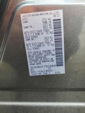 5N1AR2MN2FC701069 - 2015 NISSAN PATHFINDER S Grau Foto 14