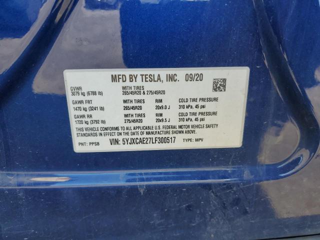 5YJXCAE27LF300517 - 2020 TESLA MODEL X BLUE photo 13