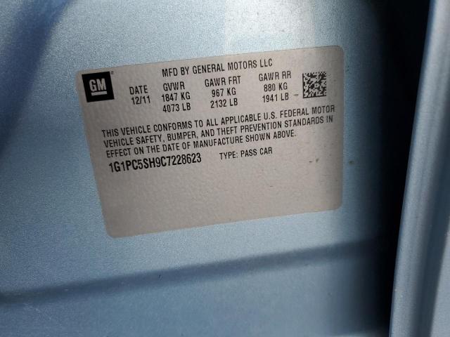 1G1PC5SH9C7228623 - 2012 CHEVROLET CRUZE LS Turkusowy zdjęcie 12