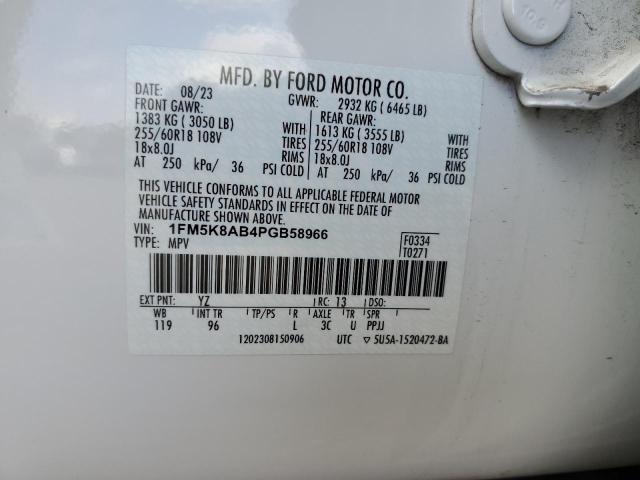 1FM5K8AB4PGB58966 - 2023 FORD EXPLORER POLICE INTERCEPTOR Weiß Foto 12