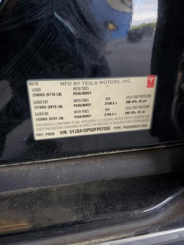 5YJSA1DP5DFP07055 - 2013 TESLA MODEL S Noir photo 12