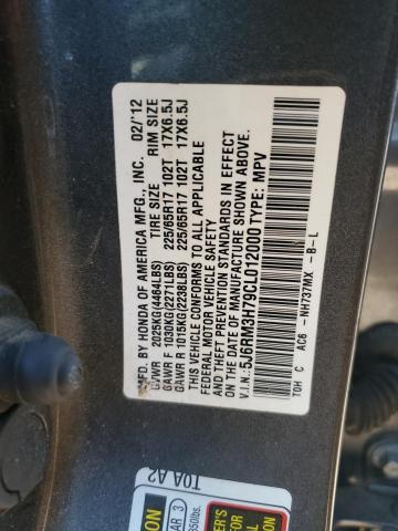 5J6RM3H79CL012000 - 2012 HONDA CR-V EXL SILVER photo 13