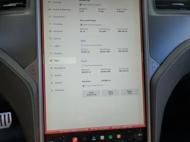 5YJSA1E46KF301108 - 2019 TESLA MODEL S Boz foto 9