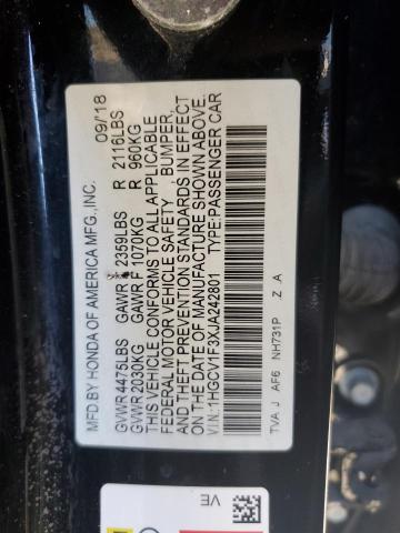 1HGCV1F3XJA242801 - 2018 HONDA ACCORD SPORT BLACK photo 12