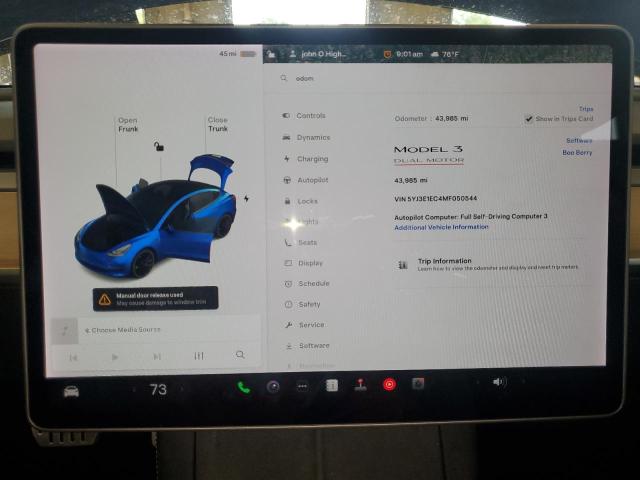 5YJ3E1EC4MF050544 - 2021 TESLA MODEL 3 Կապույտ լուսանկար 9