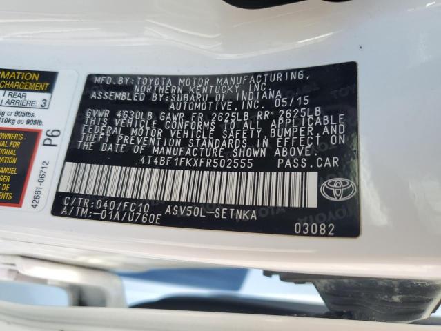 4T4BF1FKXFR502555 - 2015 TOYOTA CAMRY LE WHITE photo 12